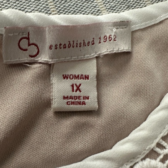 Cream eyelet detail Short Sleeve Blouse - Picture 7 of 7